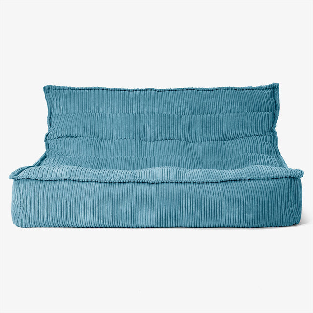 Divano Pouf da Pavimento Oliver - Velluto a Coste Egeo Blu 01
