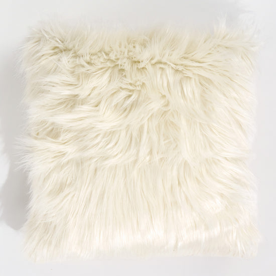 Fodera per Cuscino 47 x 47cm - Pelliccia Sintetica Mongola Panna 01