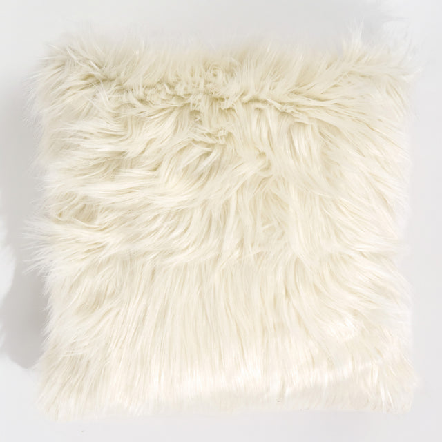 Fodera per Cuscino 47 x 47cm - Pelliccia Sintetica Mongola Panna 01