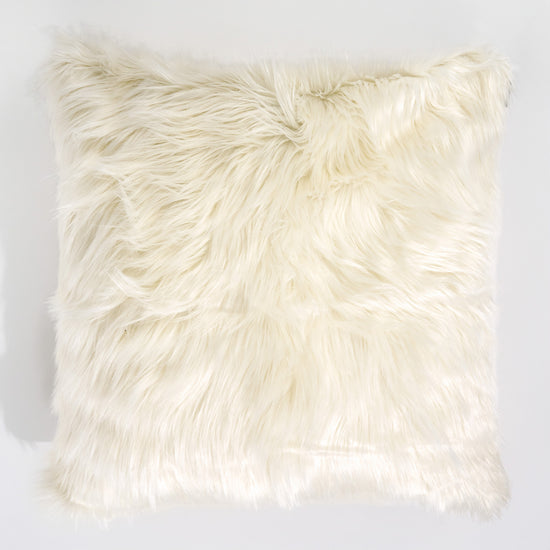 Fodera per Cuscino Gigante 70 x 70cm -Pelliccia Sintetica Mongola Panna 01