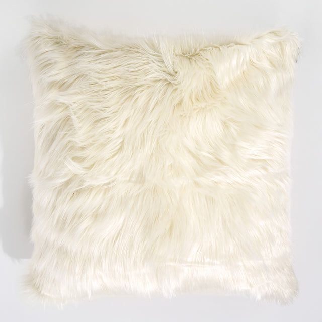 Fodera per Cuscino Gigante 70 x 70cm -Pelliccia Sintetica Mongola Panna 01