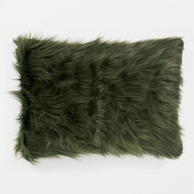 Fodera per Cuscino Rettangolare 35 x 50cm - Pelliccia Sintetica Mongola Verde Salvia 01