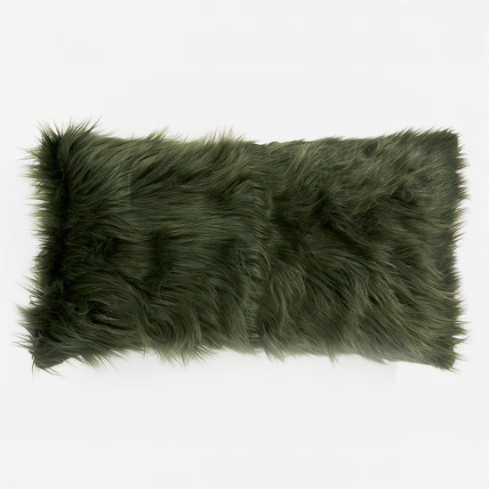Fodera per Cuscino Rettangolare Gigante 40 x 70cm - Pelliccia Sintetica Mongola Verde Salvia 01