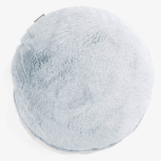 Fodera per Cuscino Rotondo 50cm - Eco-pelliccia di Coniglio Azzurro Polvere 01