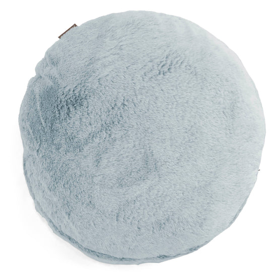 Fodera per Cuscino Rotondo 50cm - Eco-pelliccia di Coniglio Azzurro Polvere 01