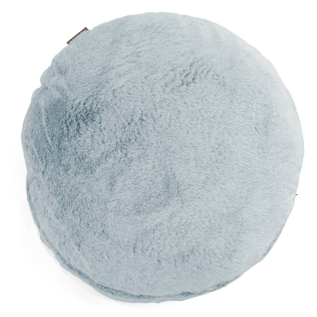 Fodera per Cuscino Rotondo 50cm - Eco-pelliccia di Coniglio Azzurro Polvere 01