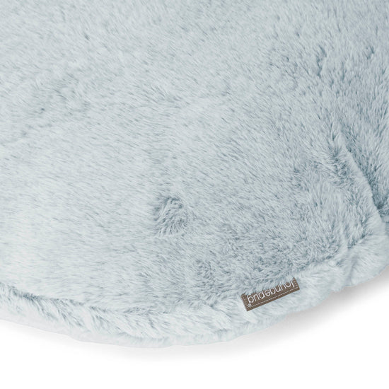 Fodera per Cuscino Rotondo 50cm - Eco-pelliccia di Coniglio Azzurro Polvere 02