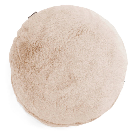Fodera per Cuscino Rotondo 50cm - Eco-pelliccia di Coniglio Bianco 01