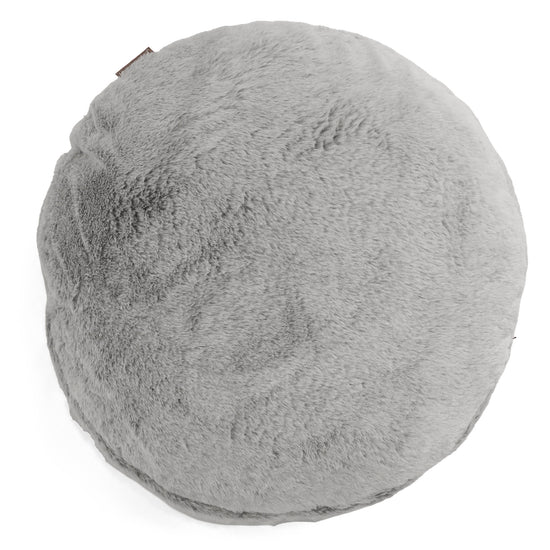Fodera per Cuscino Rotondo 50cm - Eco-pelliccia di Coniglio Grigio Chiaro 01