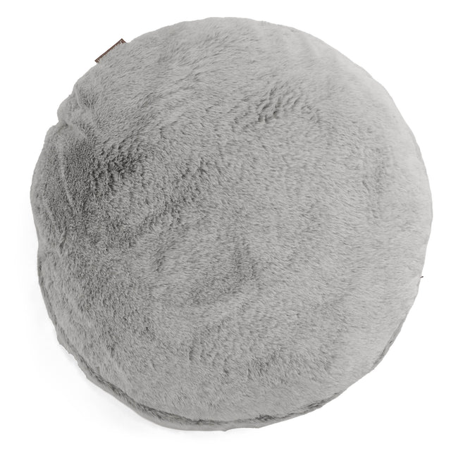 Fodera per Cuscino Rotondo 50cm - Eco-pelliccia di Coniglio Grigio Chiaro 01