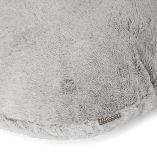 Fodera per Cuscino Rotondo 50cm - Eco-pelliccia di Coniglio Grigio Chiaro 02