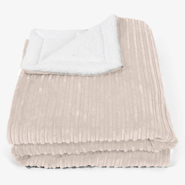 Grande Plaid / Coperta Sherpa 140 x 200cm - Velluto a Coste Avorio - 01