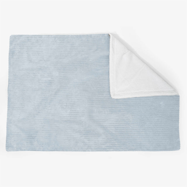 Grande Plaid / Coperta Sherpa 140 x 200cm - Velluto a Coste Bebè Blu - 02