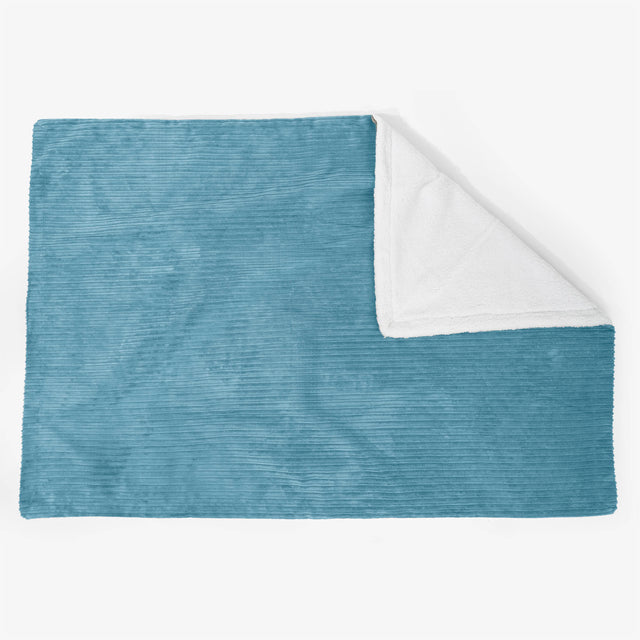 Grande Plaid / Coperta Sherpa 140 x 200cm - Velluto a Coste Egeo Blu - 02