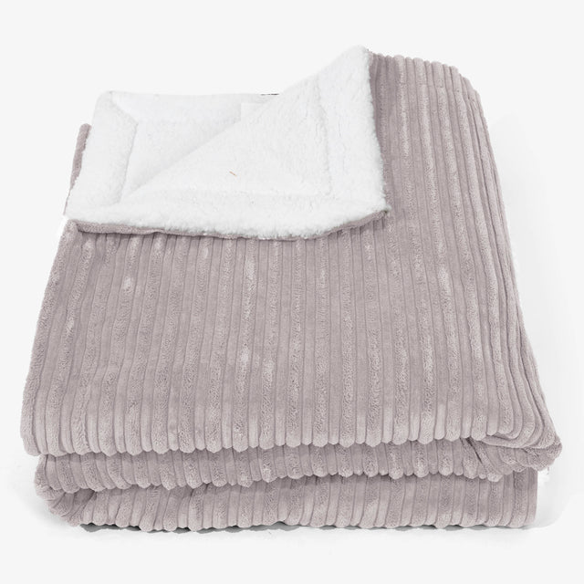 Grande Plaid / Coperta Sherpa 140 x 200cm - Velluto a Coste Grigio Argento - 01