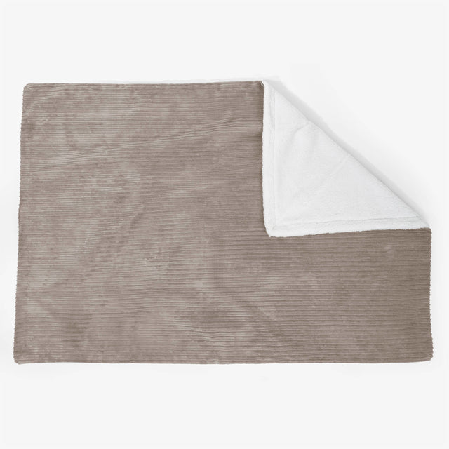 Grande Plaid / Coperta Sherpa 140 x 200cm - Velluto a Coste Grigio Tortora - 02