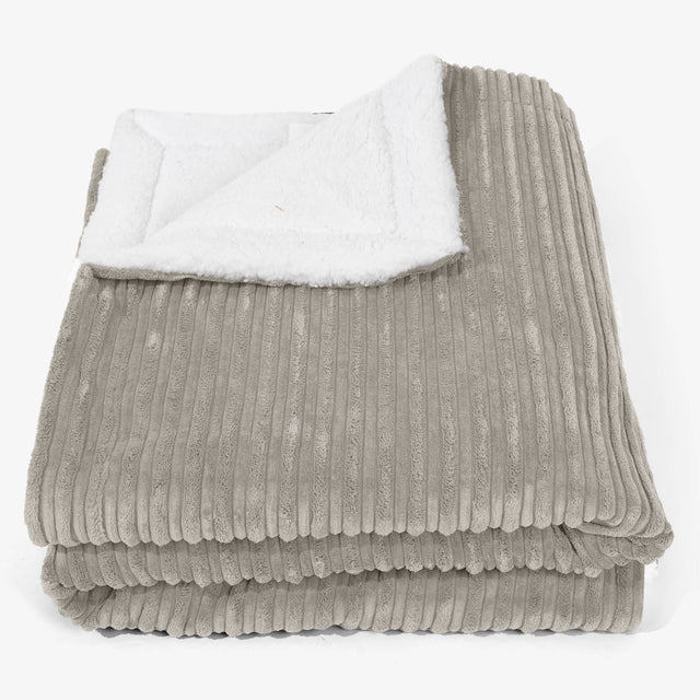 Grande Plaid / Coperta Sherpa 140 x 200cm - Velluto a Coste Visone - 01