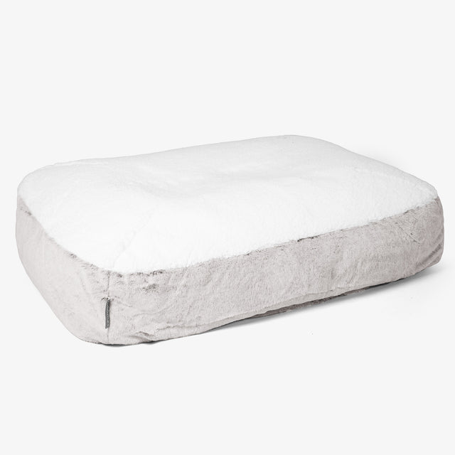 Lettino per Cani Sloucher Grande - Eco-pelliccia di Coniglio Grigio Chiaro 01