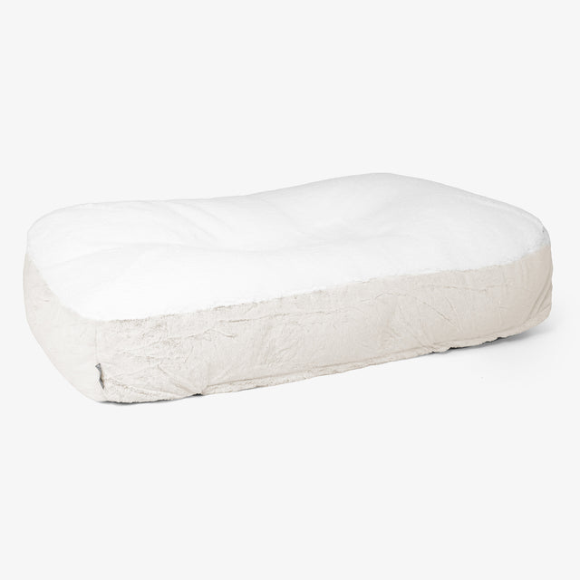 Lettino per Cani Sloucher XL - Eco-pelliccia di Coniglio Bianco 01