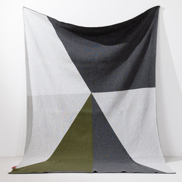 Coperta / Plaid - Lavorato a Maglia Astratto a Blocchi Grigio 01
