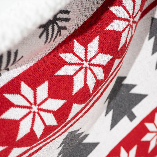 Coperta / Plaid - Lavorato a Maglia Fair Isle di Natale Rosso 02