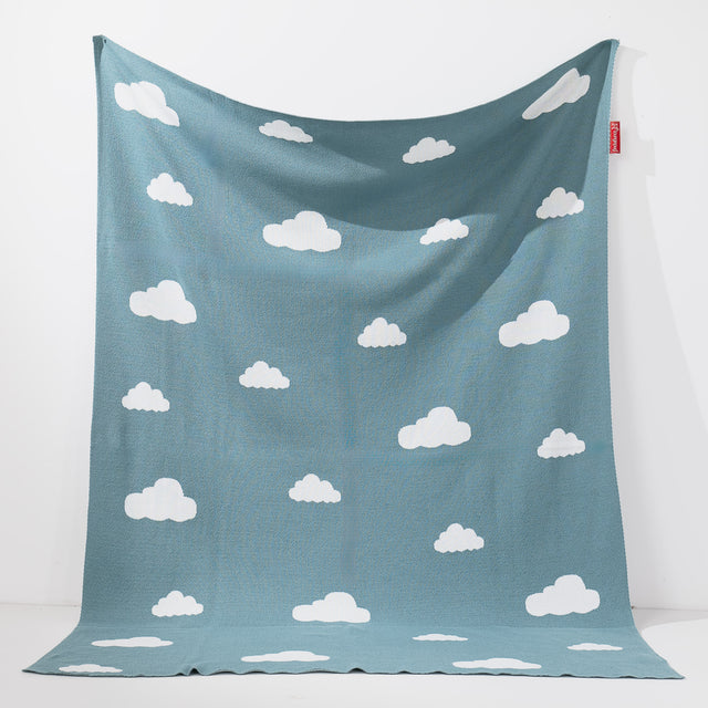 Coperta / Plaid - Lavorato a Maglia Nuvola Blu 01