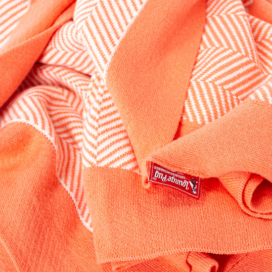 Coperta / Plaid - Lavorato a Maglia Tessuto a Spina di Pesce Corallo 05
