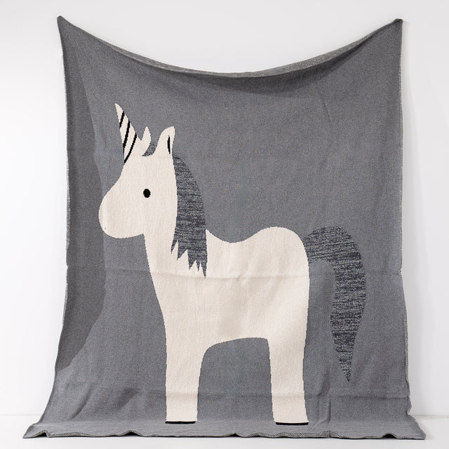 Coperta / Plaid - Lavorato a Maglia Unicorno Solista 01