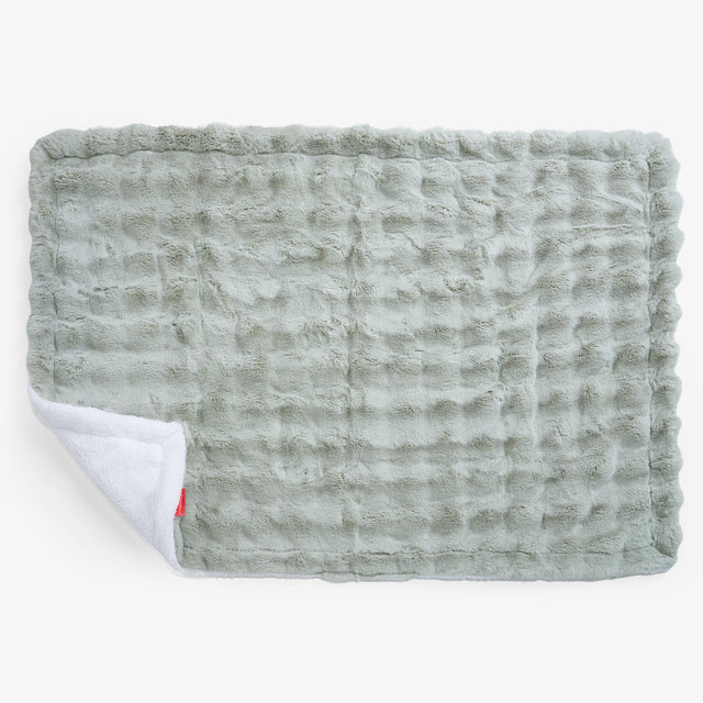 Plaid / Coperta Sherpa - Pelliccia Sintetica a Bolle Verde Salvia