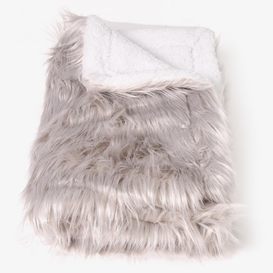 Plaid / Coperta Sherpa - Pelliccia Sintetica Mongola Grigio 01