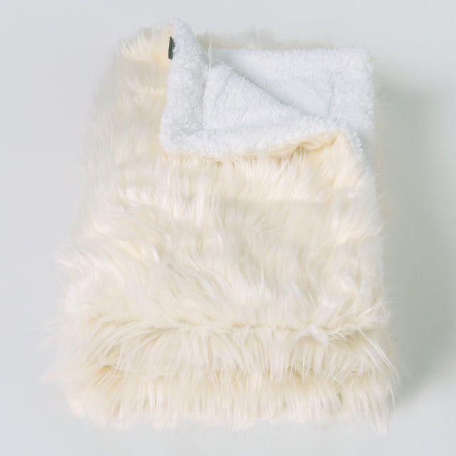 Plaid / Coperta Sherpa - Pelliccia Sintetica Mongola Panna 01