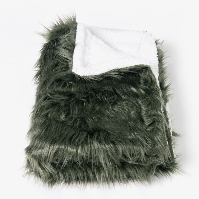 Plaid / Coperta Sherpa - Pelliccia Sintetica Mongola Verde Salvia 01