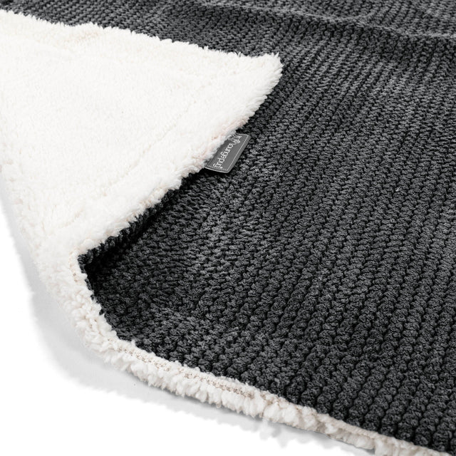 Plaid / Coperta Sherpa - Pompon Nero 01