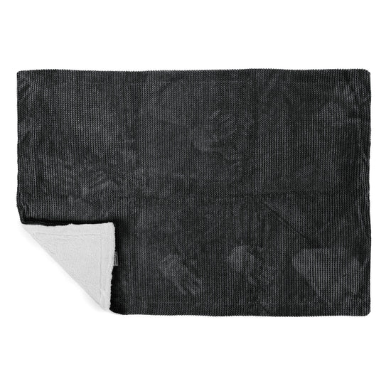 Plaid / Coperta Sherpa - Velluto a Coste Effetto Waffle Nero 03