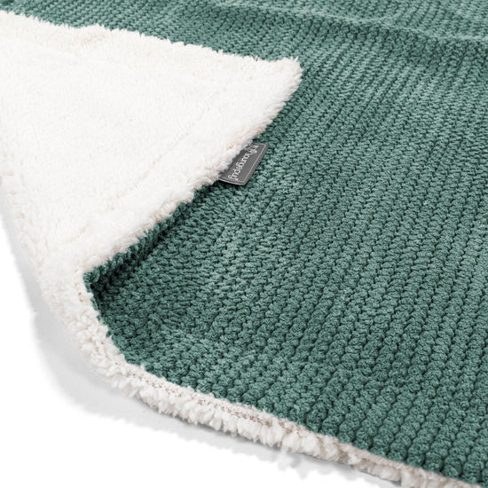 Plaid / Coperta Sherpa - Velluto a Coste Effetto Waffle Verde Muschio 01