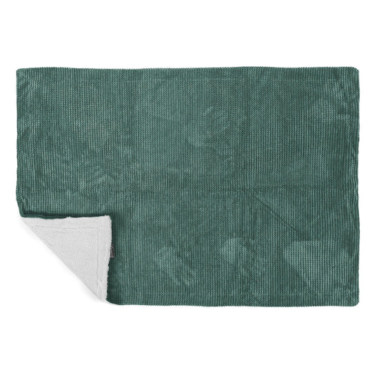Plaid / Coperta Sherpa - Velluto a Coste Effetto Waffle Verde Muschio 03