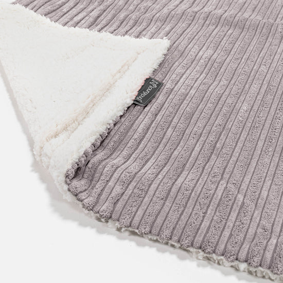 Plaid / Coperta Sherpa - Velluto a Coste Grigio Argento 01