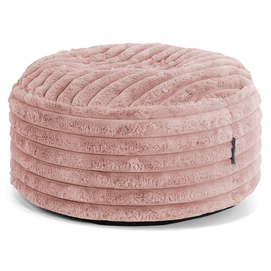 Poggiapiedi Rotondo Grande - Velluto Felpato Ultra Morbido Rosa Antico1