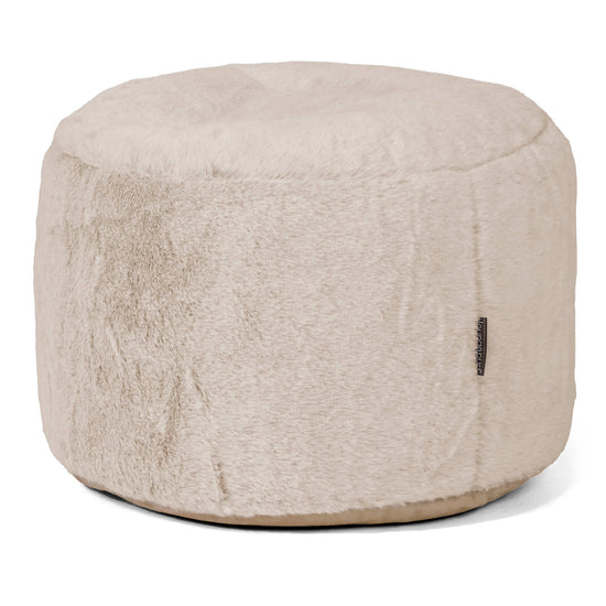 Poggiapiedi Rotondo Piccolo - Eco-pelliccia di Coniglio Marrone dorato 01
