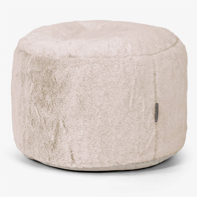 Poggiapiedi Rotondo Piccolo - Eco-pelliccia di Coniglio Marrone dorato 01