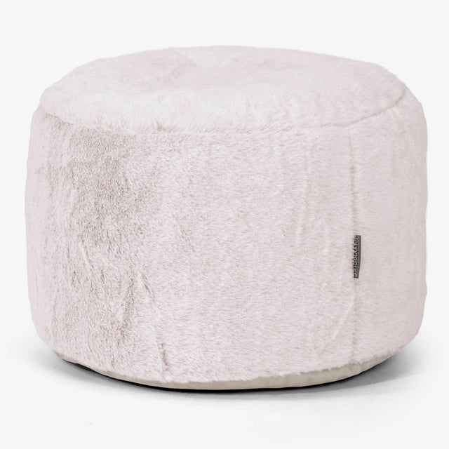 Poggiapiedi Rotondo Piccolo - Eco-pelliccia di Coniglio Rosa Antico 01