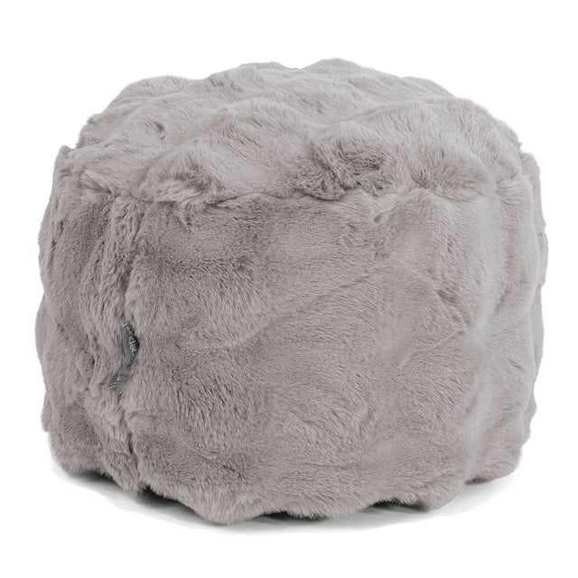 Poggiapiedi Rotondo Piccolo - Pelliccia Sintetica a Bolle Grigio 01