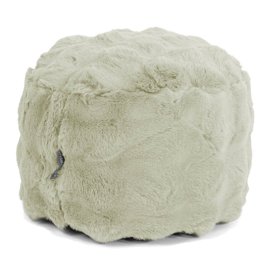Poggiapiedi Rotondo Piccolo - Pelliccia Sintetica a Bolle Verde Salvia 01