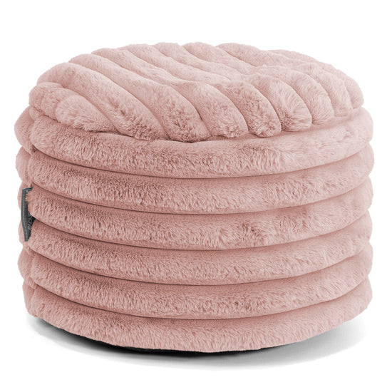 Poggiapiedi Rotondo Piccolo - Velluto Felpato Ultra Morbido Rosa Antico1