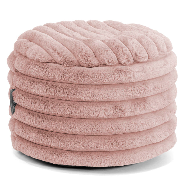 Poggiapiedi Rotondo Piccolo - Velluto Felpato Ultra Morbido Rosa Antico1