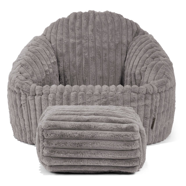 Poltrona a Sacco Bubble - Velluto Felpato Ultra Morbido Grigio 02