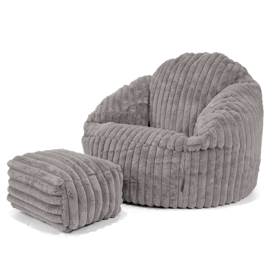 Poltrona a Sacco Bubble - Velluto Felpato Ultra Morbido Grigio 03