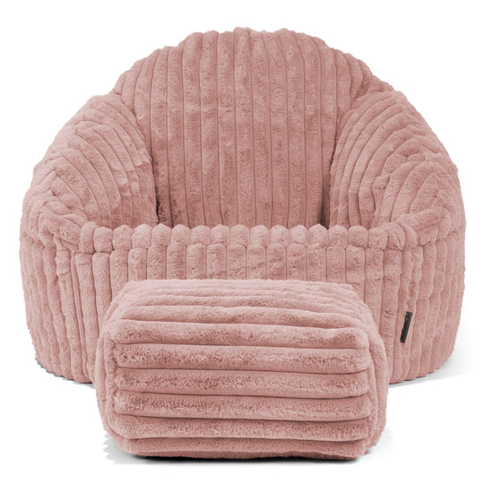 Poltrona a Sacco Bubble - Velluto Felpato Ultra Morbido Rosa Antico 02