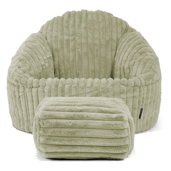 Poltrona a Sacco Bubble - Velluto Felpato Ultra Morbido Verde Salvia 02