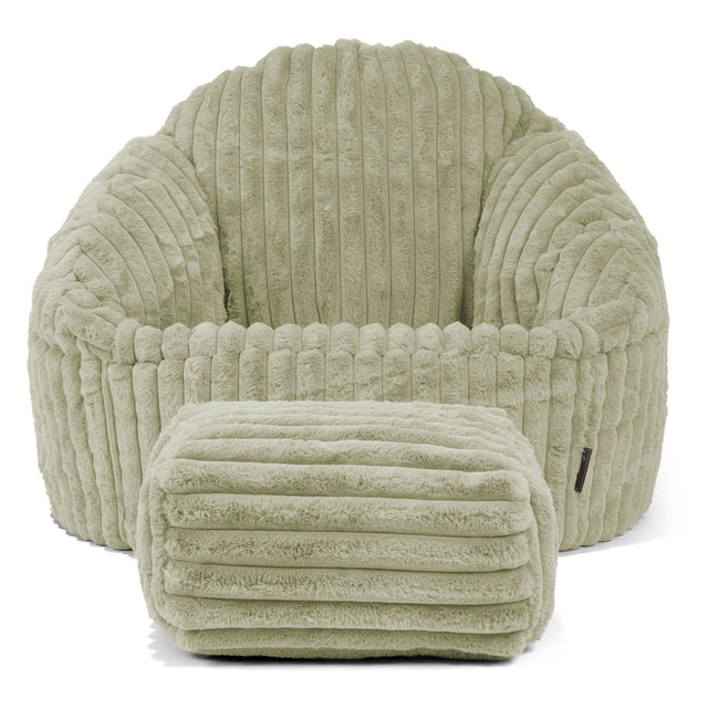 Poltrona a Sacco Bubble - Velluto Felpato Ultra Morbido Verde Salvia 02